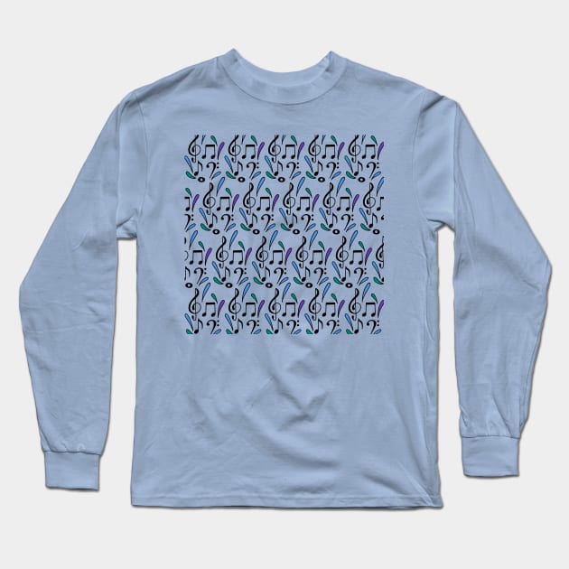 Music Notes | Musical | Cool Palette T-Shirt Long Sleeve T-Shirt by HLeslie Design